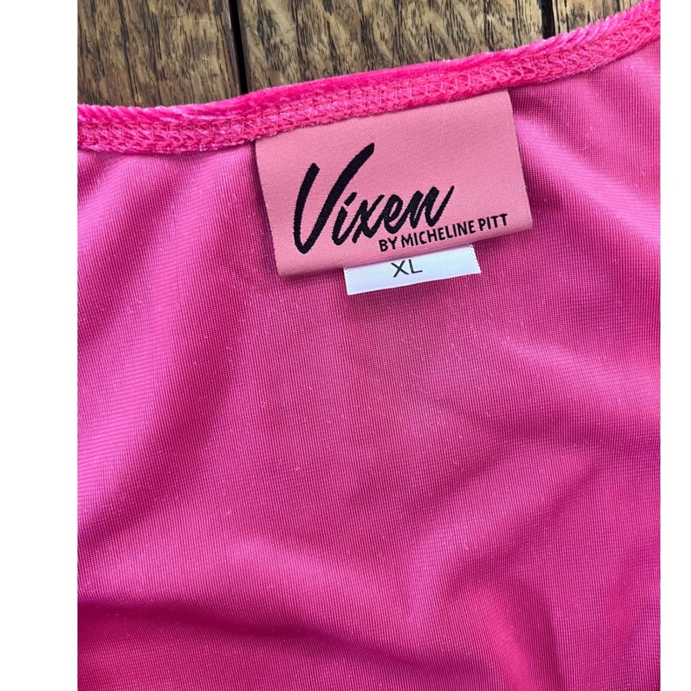 Vixen by Micheline Pitt pink velvet wrap top 3/4 sleeve pin-up retro XL - Picture 4 of 7